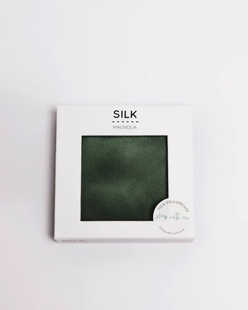 SILK MAGNOLIA | PURE SILK PILLOWCASE FOREST GREEN - PAIR